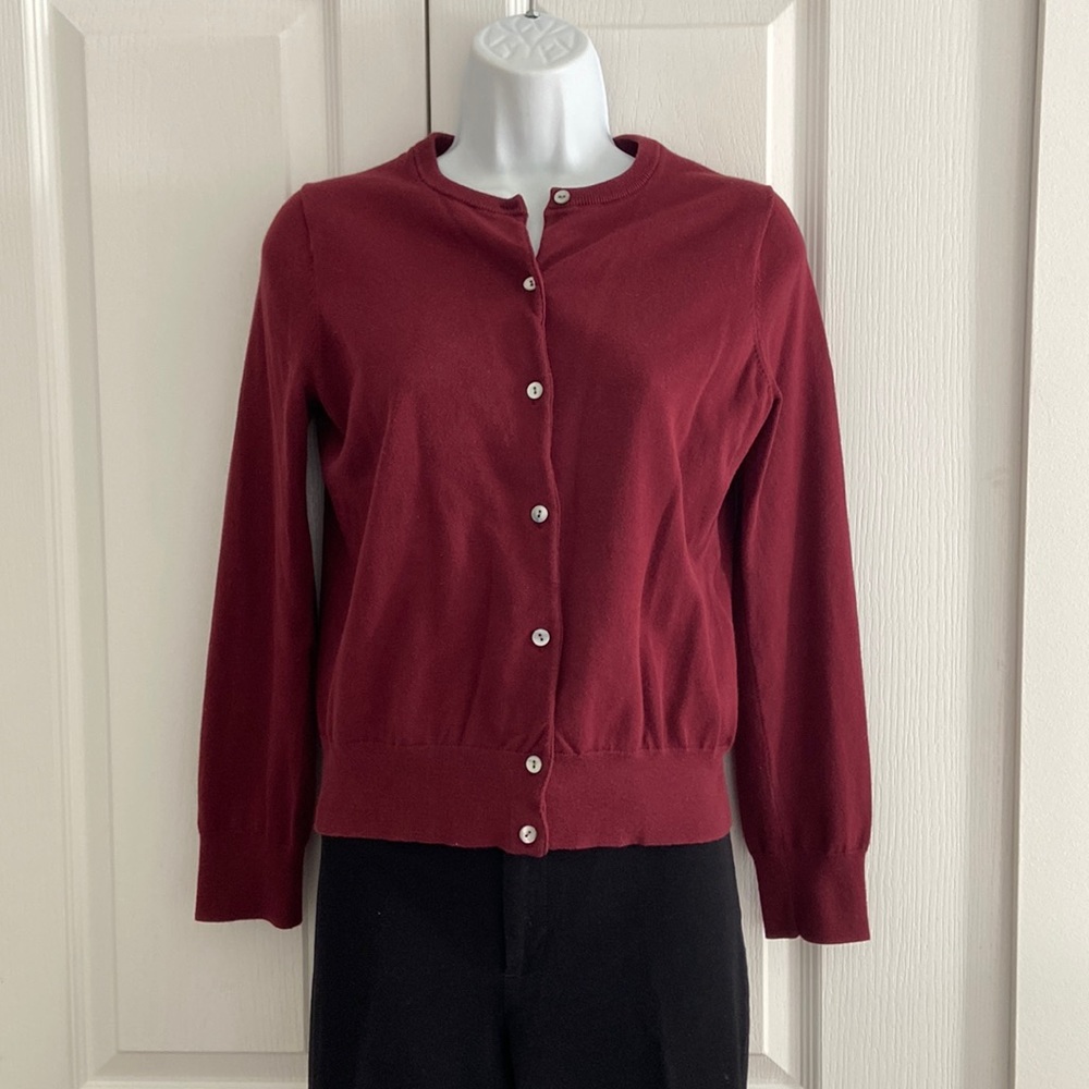 Deep maroon cotton cardigan